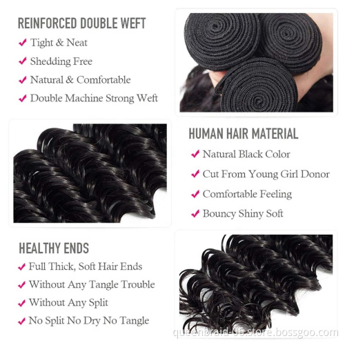 Wholesale Brazilian Hair Deep Wave Bundles Natural Color Human Hair Weaves Bundles Unprocessed Deep Wave Hair Extensions